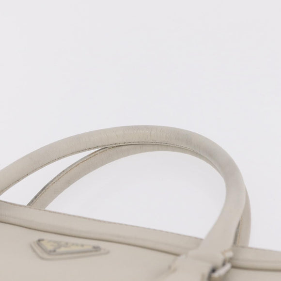 PRADA Business Bag Saffiano leather White Silver Auth ka6834