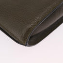 CELINE Shoulder Bag Leather Khaki Gold Auth ka6840-19