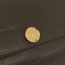 CELINE Shoulder Bag Leather Khaki Gold Auth ka6840-21