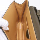CELINE Shoulder Bag Leather Khaki Gold Auth ka6840-27
