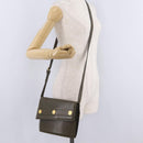 CELINE Shoulder Bag Leather Khaki Gold Auth ka6840-33