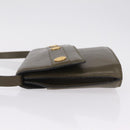 CELINE Shoulder Bag Leather Khaki Gold Auth ka6840-7