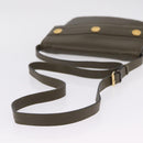 CELINE Shoulder Bag Leather Khaki Gold Auth ka6840-7
