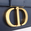 Christian Dior 30 Montaigne Shoulder Bag Leather Blue Gold Auth ka6841V-18