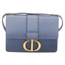 Christian Dior 30 Montaigne Shoulder Bag Leather Blue Gold Auth ka6841V-2
