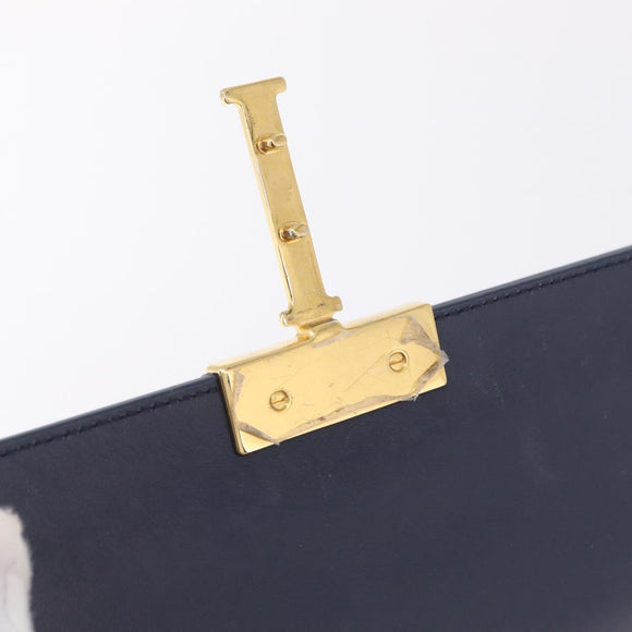 Christian Dior 30 Montaigne Shoulder Bag Leather Blue Gold Auth ka6841V