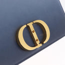 Christian Dior 30 Montaigne Shoulder Bag Leather Blue Gold Auth ka6841V-21