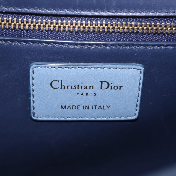 Christian Dior 30 Montaigne Shoulder Bag Leather Blue Gold Auth ka6841V