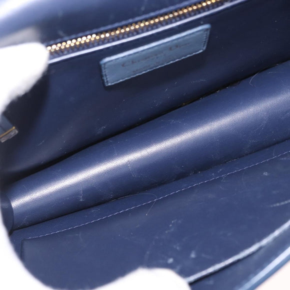 Christian Dior 30 Montaigne Shoulder Bag Leather Blue Gold Auth ka6841V