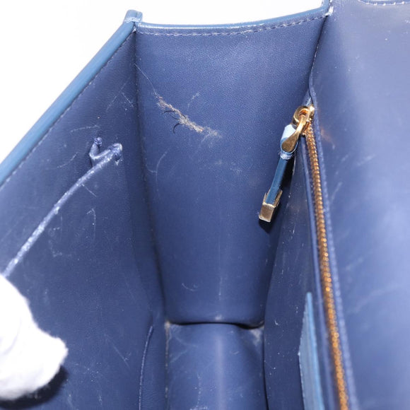 Christian Dior 30 Montaigne Shoulder Bag Leather Blue Gold Auth ka6841V