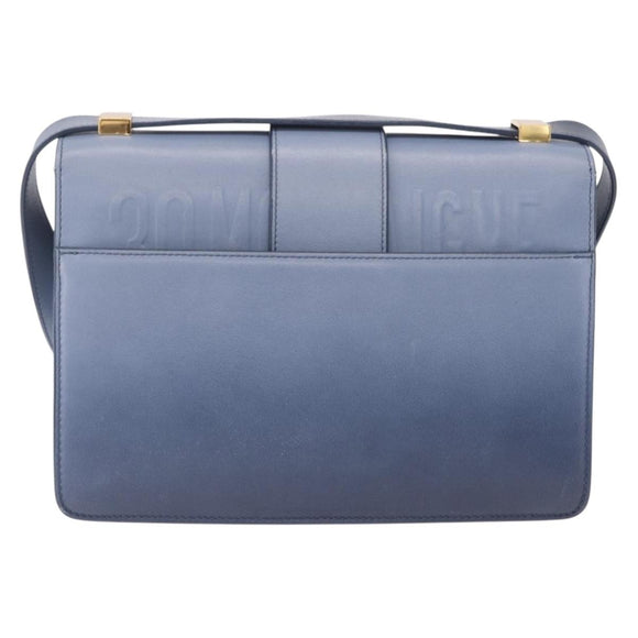 Christian Dior 30 Montaigne Shoulder Bag Leather Blue Gold Auth ka6841V
