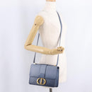 Christian Dior 30 Montaigne Shoulder Bag Leather Blue Gold Auth ka6841V-30