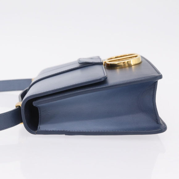 Christian Dior 30 Montaigne Shoulder Bag Leather Blue Gold Auth ka6841V