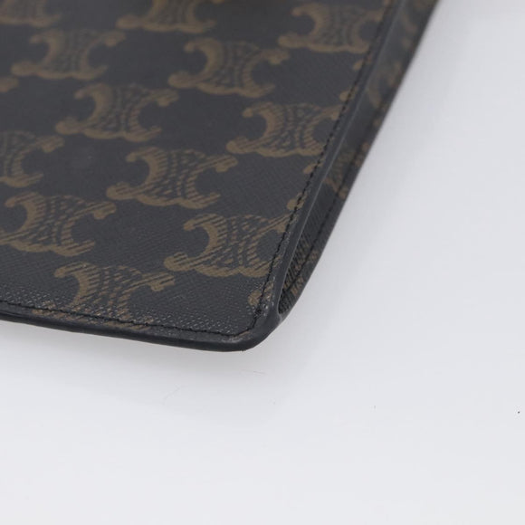 CELINE Macadam Canvas Triomphe Vertical Mobile Pouch PVC Brown Gold Auth ka6842