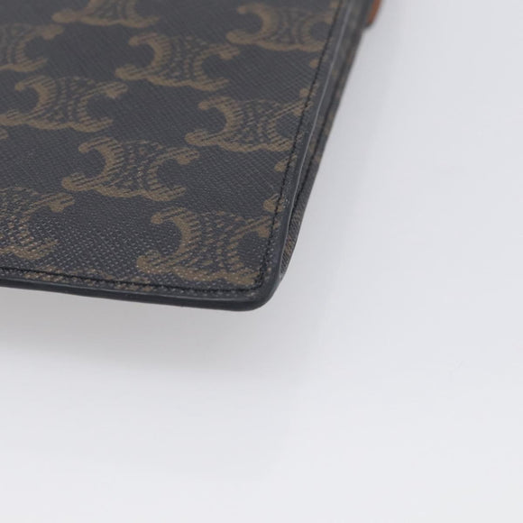 CELINE Macadam Canvas Triomphe Vertical Mobile Pouch PVC Brown Gold Auth ka6842