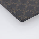 CELINE Macadam Canvas Triomphe Vertical Mobile Pouch PVC Brown Gold Auth ka6842-13