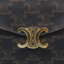 CELINE Macadam Canvas Triomphe Vertical Mobile Pouch PVC Brown Gold Auth ka6842-14