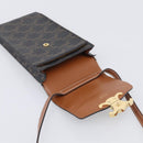 CELINE Macadam Canvas Triomphe Vertical Mobile Pouch PVC Brown Gold Auth ka6842-17