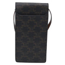 CELINE Macadam Canvas Triomphe Vertical Mobile Pouch PVC Brown Gold Auth ka6842-3