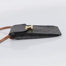 CELINE Macadam Canvas Triomphe Vertical Mobile Pouch PVC Brown Gold Auth ka6842-4