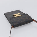 CELINE Macadam Canvas Triomphe Vertical Mobile Pouch PVC Brown Gold Auth ka6842-6