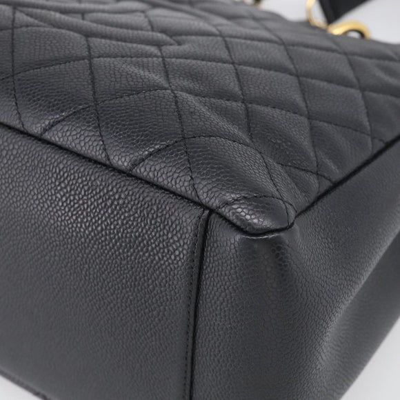 CHANEL GST Matelasse Chain Tote Bag Caviar Skin Black Gold CC Auth ka6843SAM