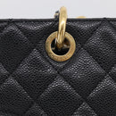 CHANEL GST Matelasse Chain Tote Bag Caviar Skin Black Gold CC Auth ka6843SAM-14