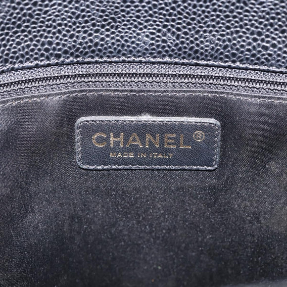 CHANEL GST Matelasse Chain Tote Bag Caviar Skin Black Gold CC Auth ka6843SAM