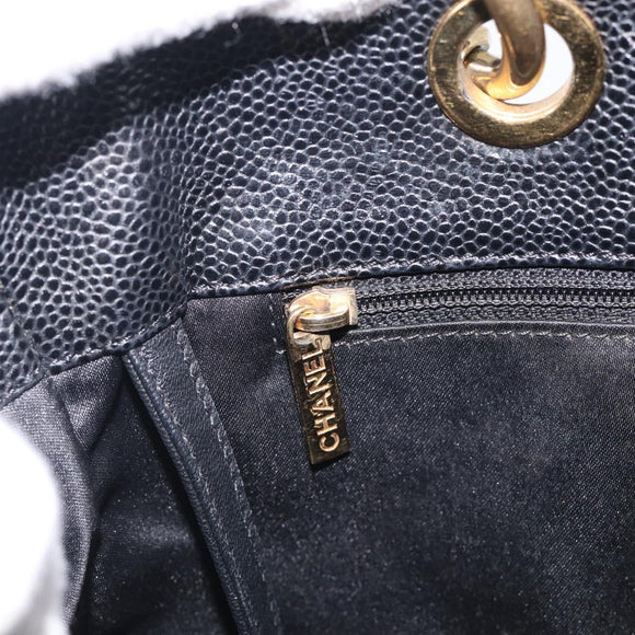 CHANEL GST Matelasse Chain Tote Bag Caviar Skin Black Gold CC Auth ka6843SAM