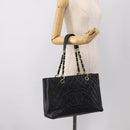 CHANEL GST Matelasse Chain Tote Bag Caviar Skin Black Gold CC Auth ka6843SAM-27