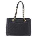 CHANEL GST Matelasse Chain Tote Bag Caviar Skin Black Gold CC Auth ka6843SAM-3