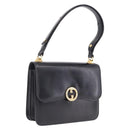 GUCCI Interlocking Shoulder Bag Leather Black Gold Auth ka6844-1