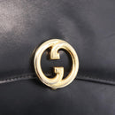 GUCCI Interlocking Shoulder Bag Leather Black Gold Auth ka6844-14