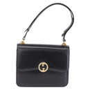 GUCCI Interlocking Shoulder Bag Leather Black Gold Auth ka6844-2
