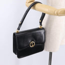 GUCCI Interlocking Shoulder Bag Leather Black Gold Auth ka6844-27