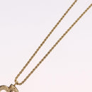 Christian Dior Rhinestone Necklace metal Gold Tone Auth ka6848-11