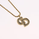 Christian Dior Rhinestone Necklace metal Gold Tone Auth ka6848-3
