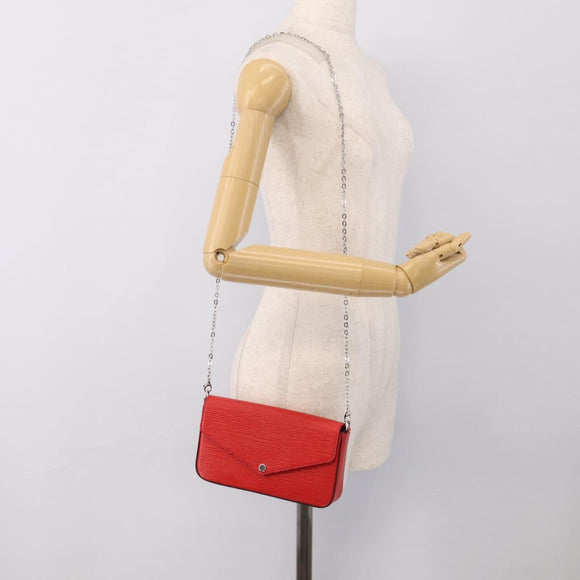 LOUIS VUITTON Epi Wallet Pochette Felice Shoulder Bag Red M41559 LV Auth ka6851V