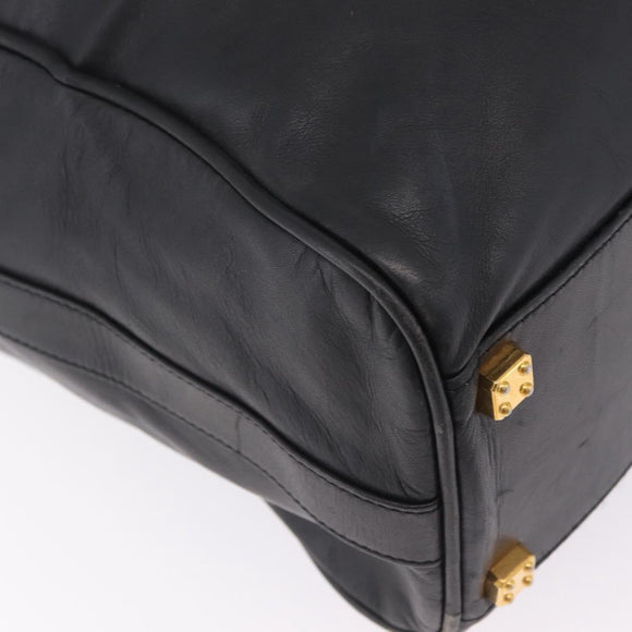 LOEWE Tote Bag Leather Black Gold Auth ka6853