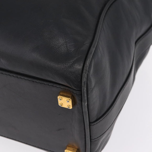 LOEWE Tote Bag Leather Black Gold Auth ka6853