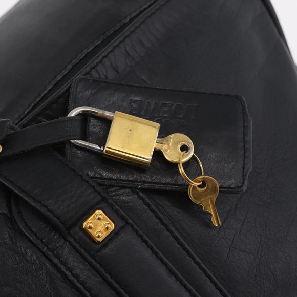 LOEWE Tote Bag Leather Black Gold Auth ka6853