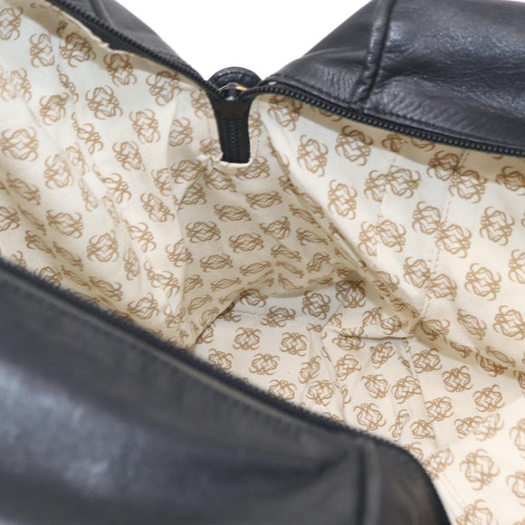 LOEWE Tote Bag Leather Black Gold Auth ka6853