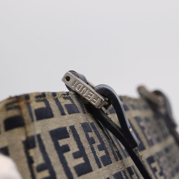 FENDI Zucchino Tote Bag Navy Silver Auth ka6858