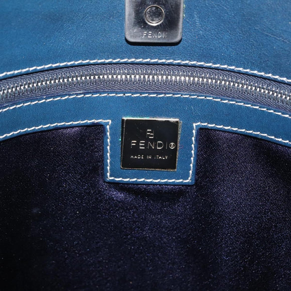 FENDI Zucchino Tote Bag Navy Silver Auth ka6858