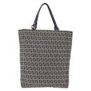 FENDI Zucchino Tote Bag Navy Silver Auth ka6858-4