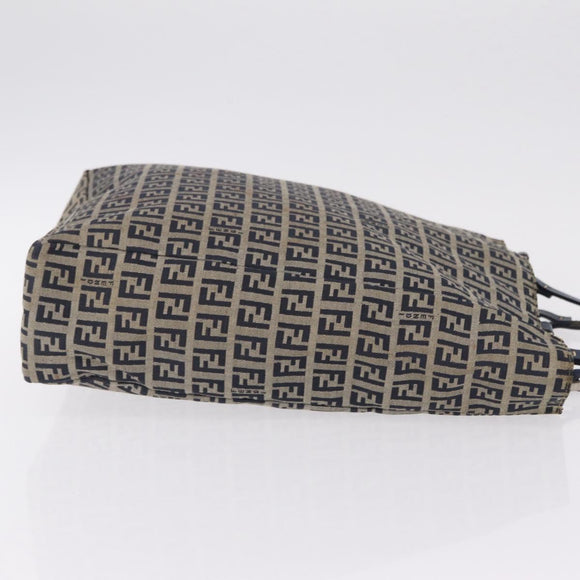 FENDI Zucchino Tote Bag Navy Silver Auth ka6858