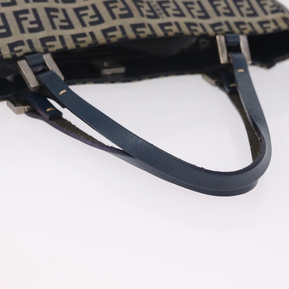 FENDI Zucchino Tote Bag Navy Silver Auth ka6858