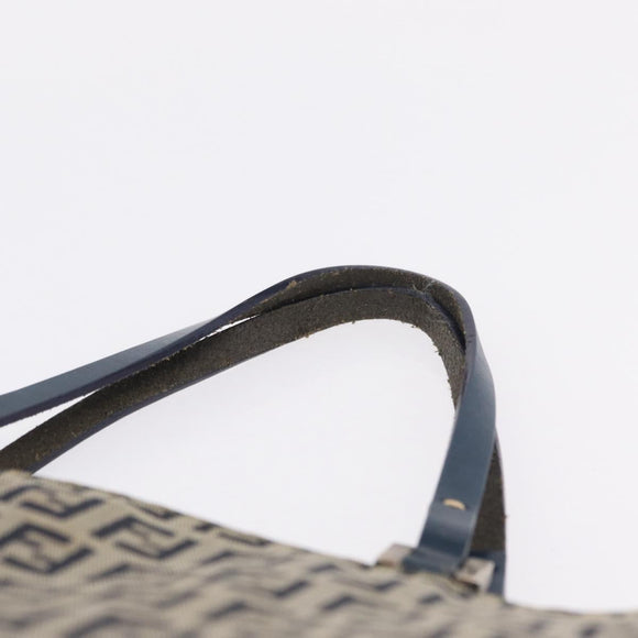 FENDI Zucchino Tote Bag Navy Silver Auth ka6858