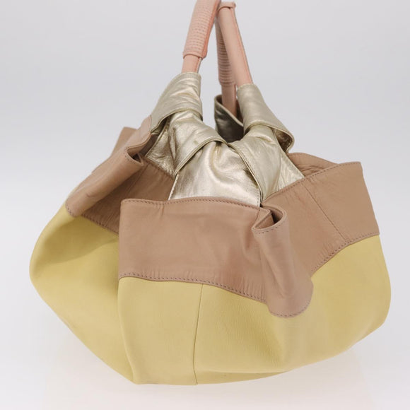 LOEWE Nappa Aire Anagram Hand Bag Leather Yellow Gold Auth ka6859