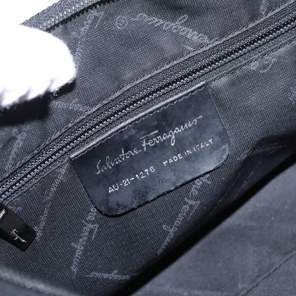 Salvatore Ferragamo Vala Shoulder Bag Nylon Black Silver Auth ka686